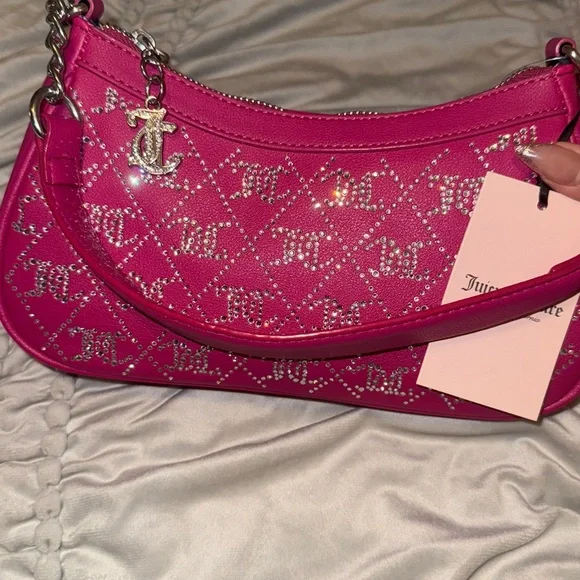 NWT Juicy Couture Medium Bling Hot Pink Purse - Picture 3 of 6